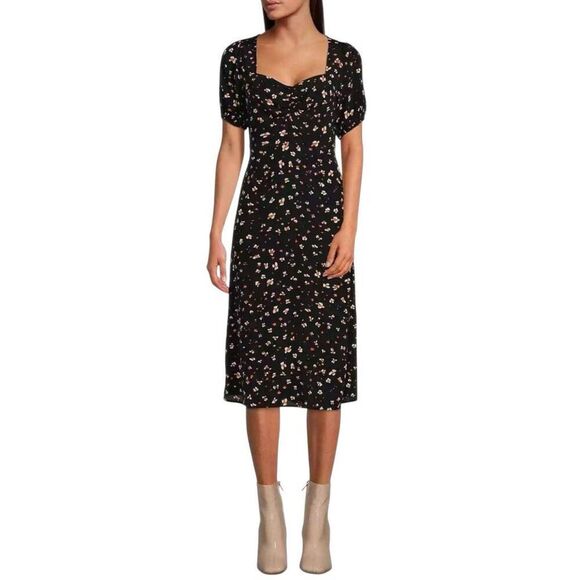 Sanctuary Dresses & Skirts - NEW Sanctuary Black Sweetheart Neck Puff-Sleeve Midi Dress 20W